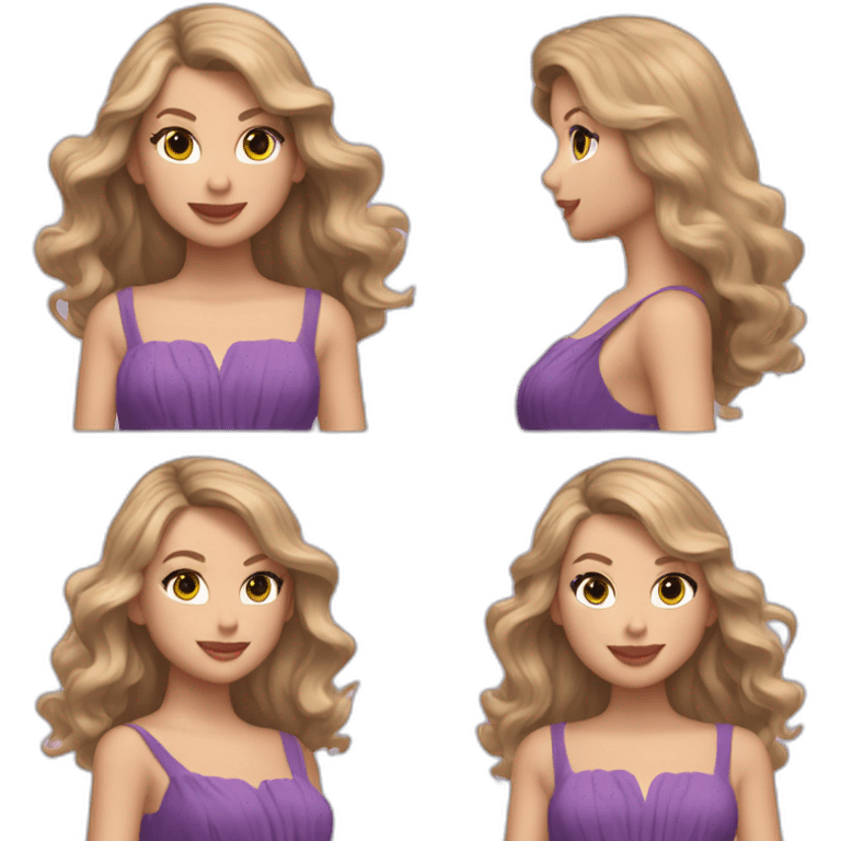 taylor swift longer hair spinning in a purple flowy dress emoji