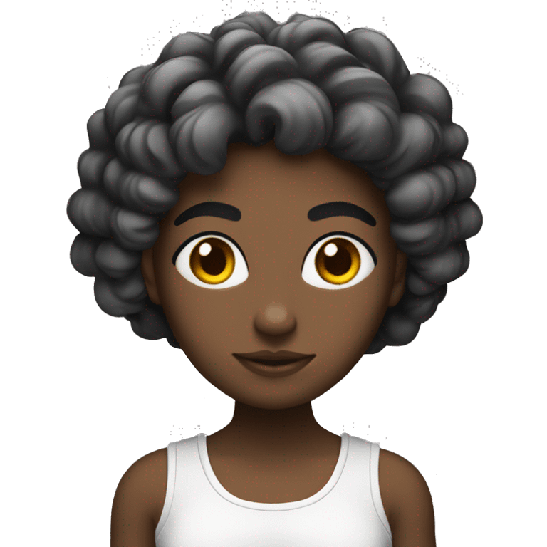 Uma menina de cabelo liso preto Branca mexendo celular emoji