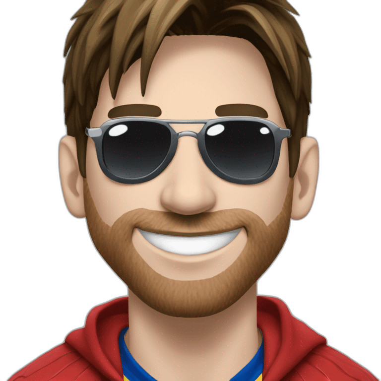 Messi with sunglasses, comic bubble saying "Que mirás bobo" emoji