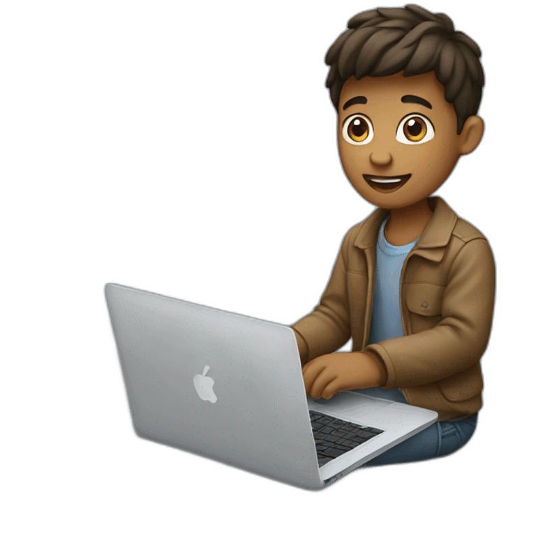 boy with macbook emoji