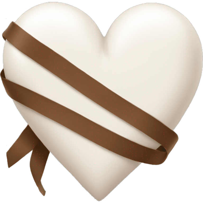 white heart with brown ribbon emoji