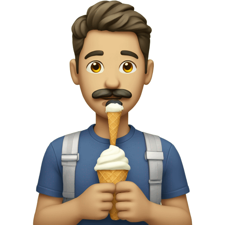 man with mustache eating ice cream  emoji