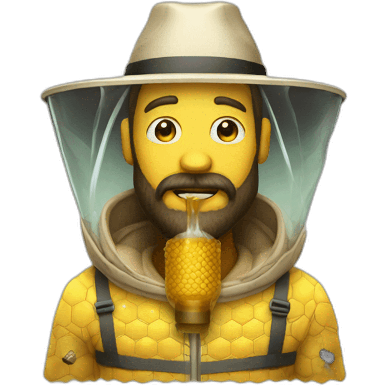 Beekeeper with 3 day beard drinking hydromel emoji