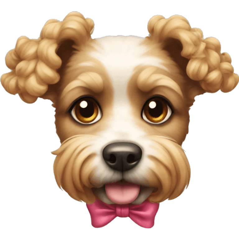 Curly dog with bow emoji