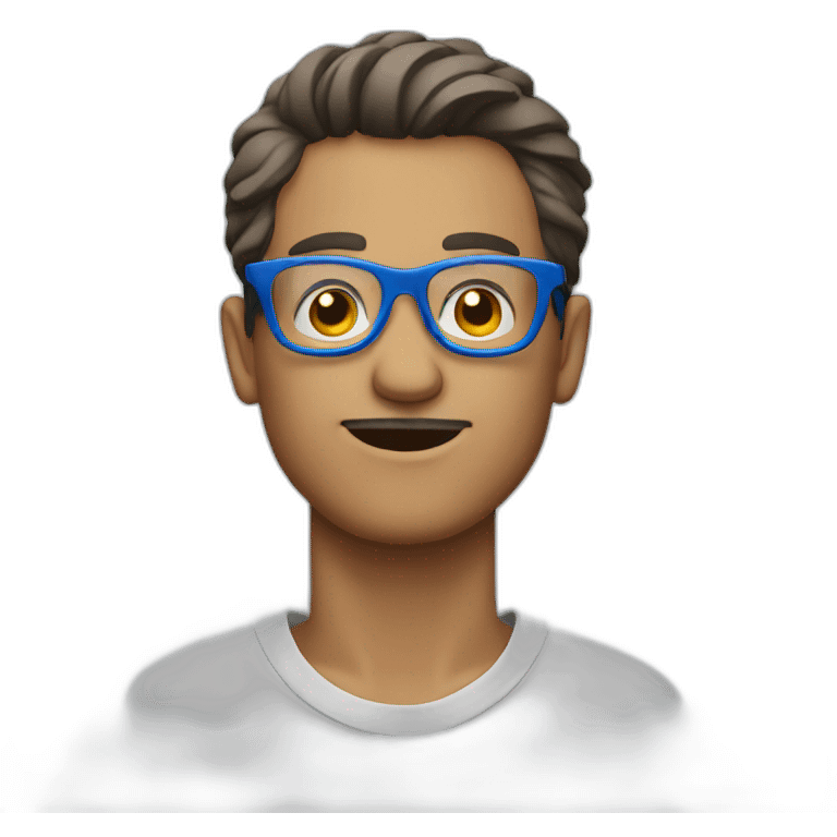 bold guy with blue frame glasses emoji