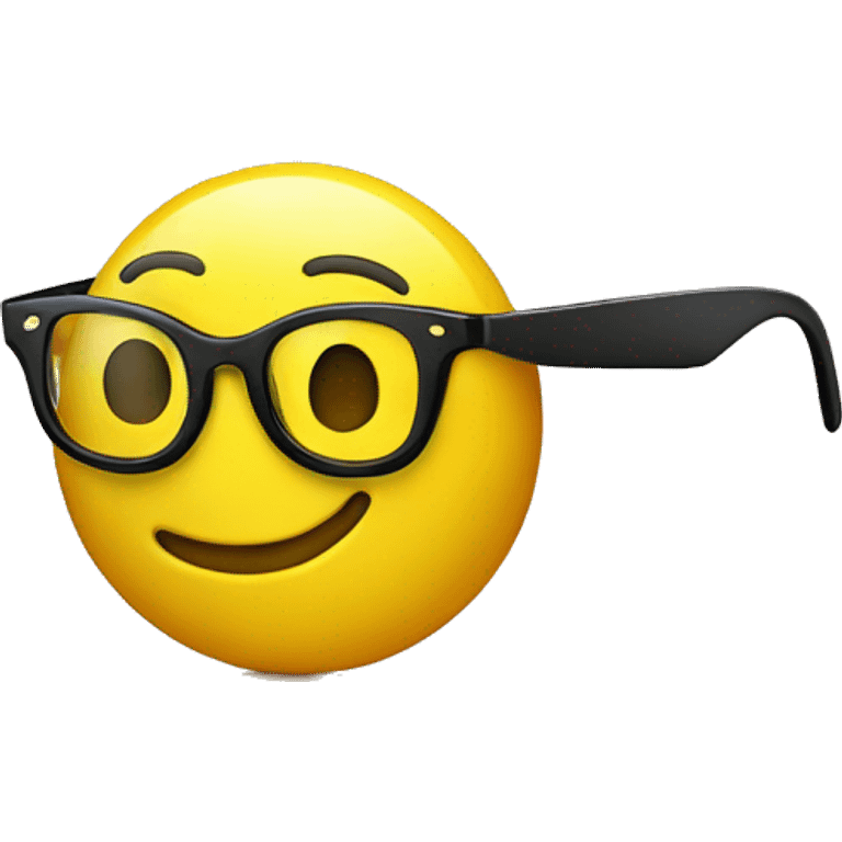 one yellow smiley emoji wearing glasses smiling emoji