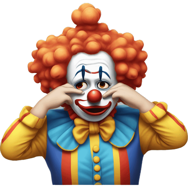 the clown emoji giving itself a facepalm of embarrassment with only one hand emoji