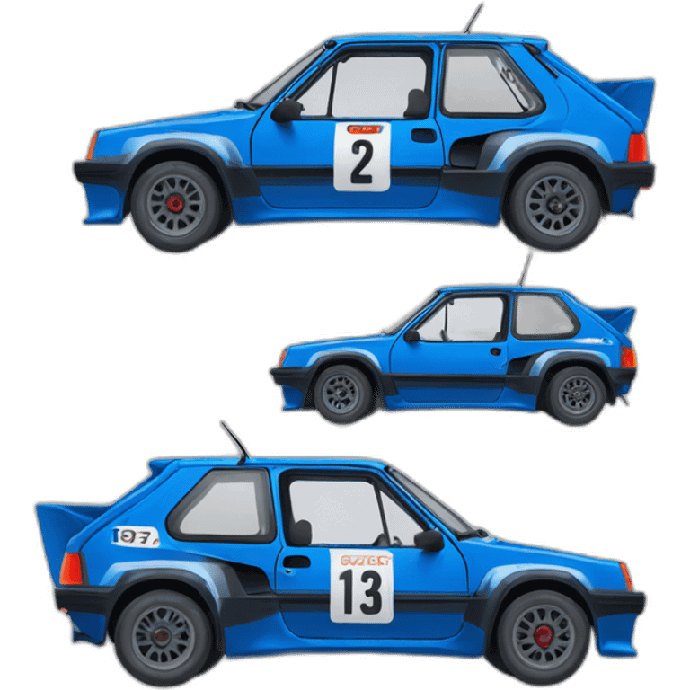 Voiture peugeot 205 bleu en rallycross  emoji