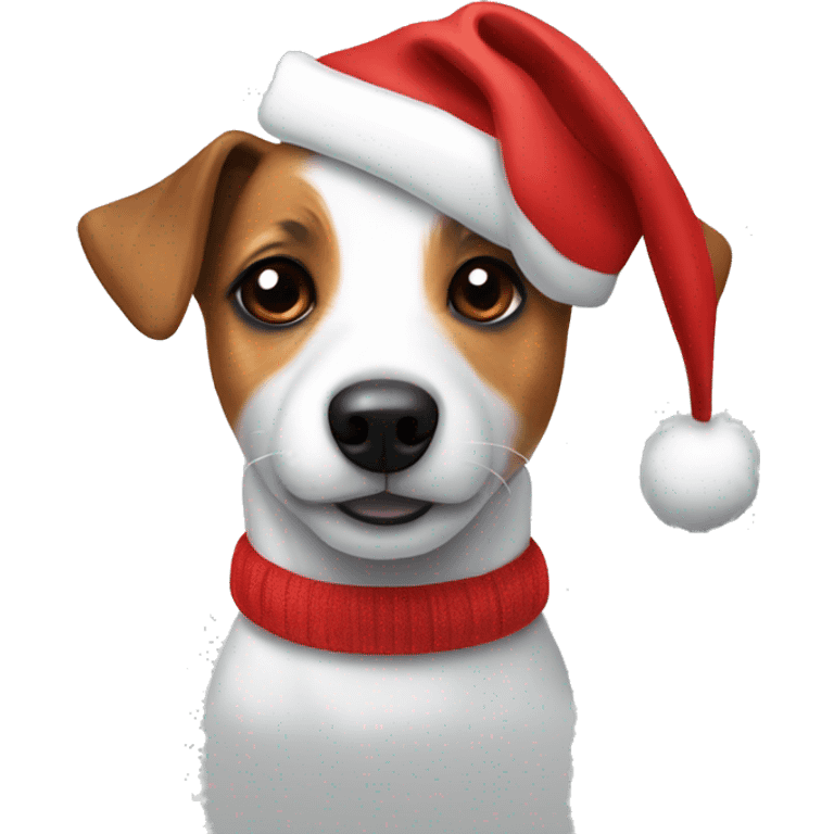 Jack russell wearing christmas hat emoji