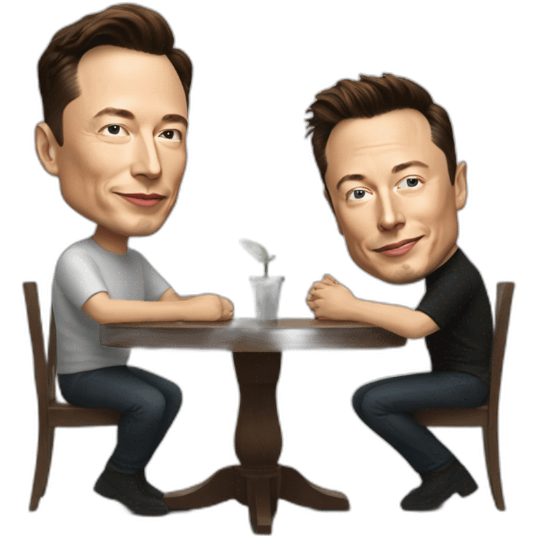 Elon Musk and Elon Musk are sitting at a table emoji