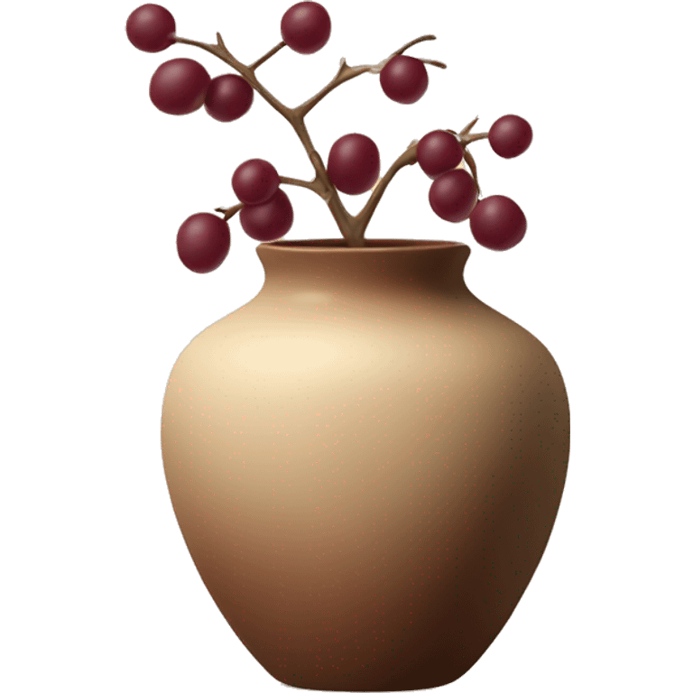 Beige and burgundy berries and twigs in a brown vase emoji