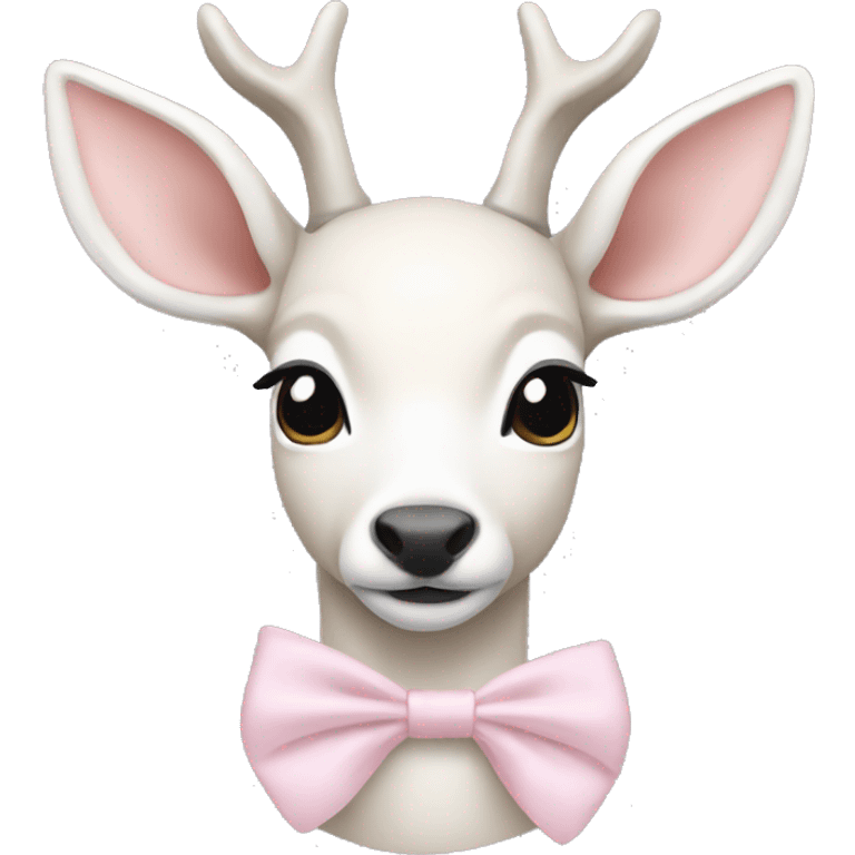 White doe with light pink bow around head and lace around neck  emoji