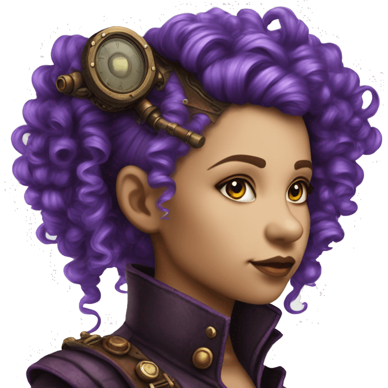 Photorealistic steampunk profile mohawkpurple  curl Caucasia girl emoji