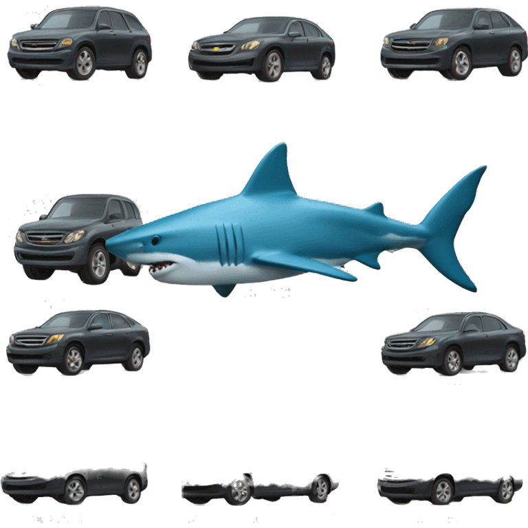 shark driving malibu car emoji