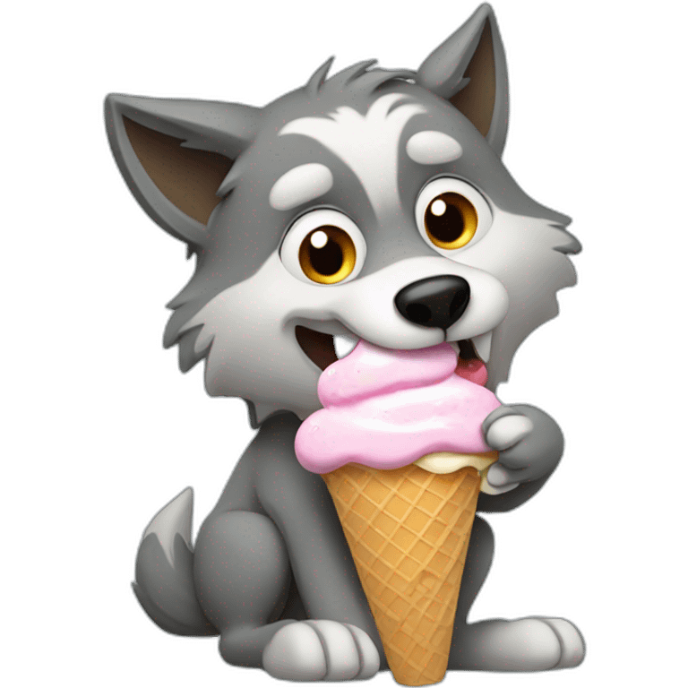 Wolf eating ice cream emoji