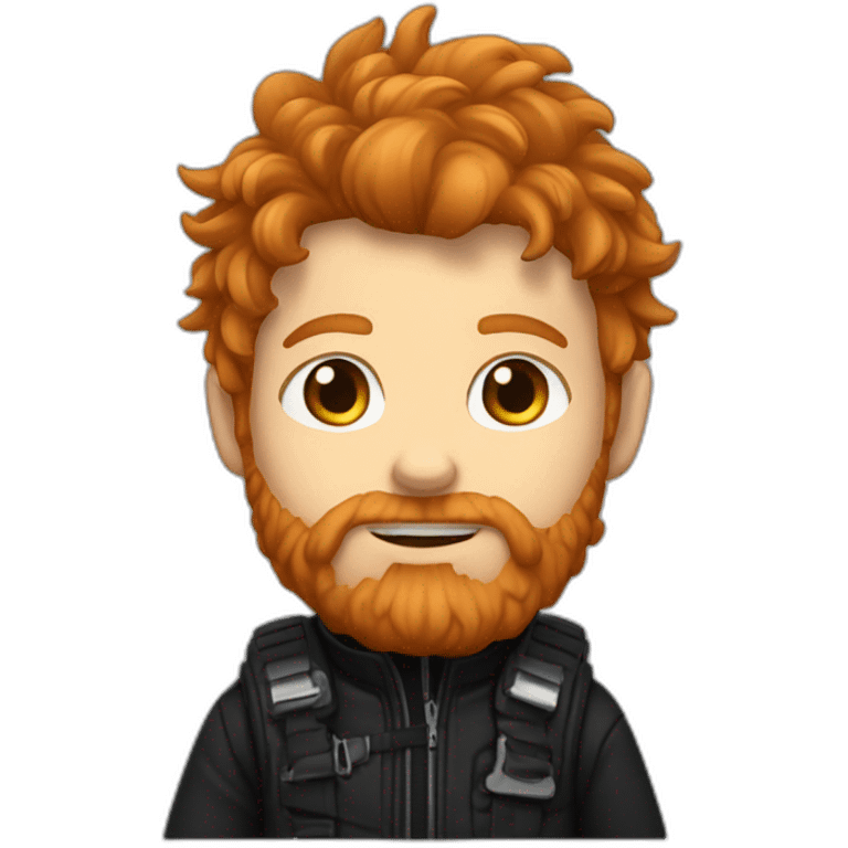 Ginger protagonist scruffy hair and black gear clothes emoji