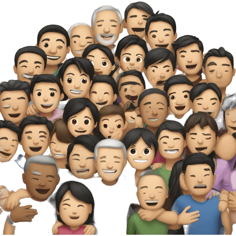 Many Asians hug-each-other emoji