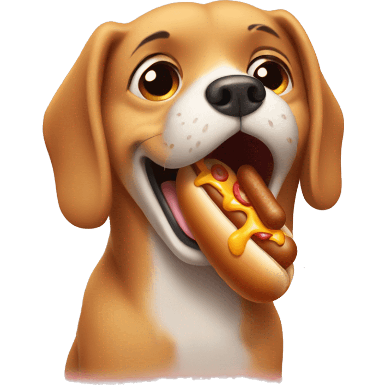 Dog crying over hot dog emoji