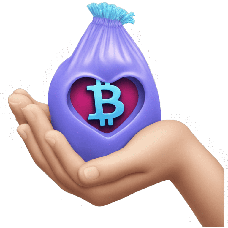 bitcoin inside of hand heart emoji