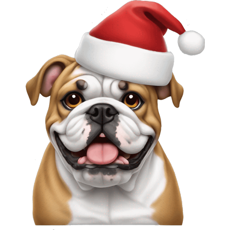 english bulldog with santa hat emoji