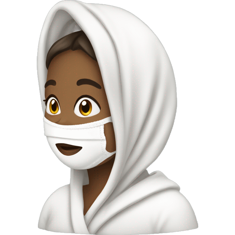 girl in towel and has a face mask  emoji