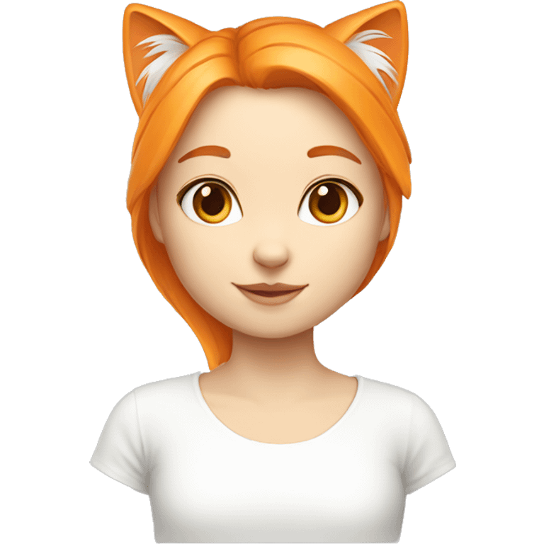 Girl 30years white/ orange cat emoji