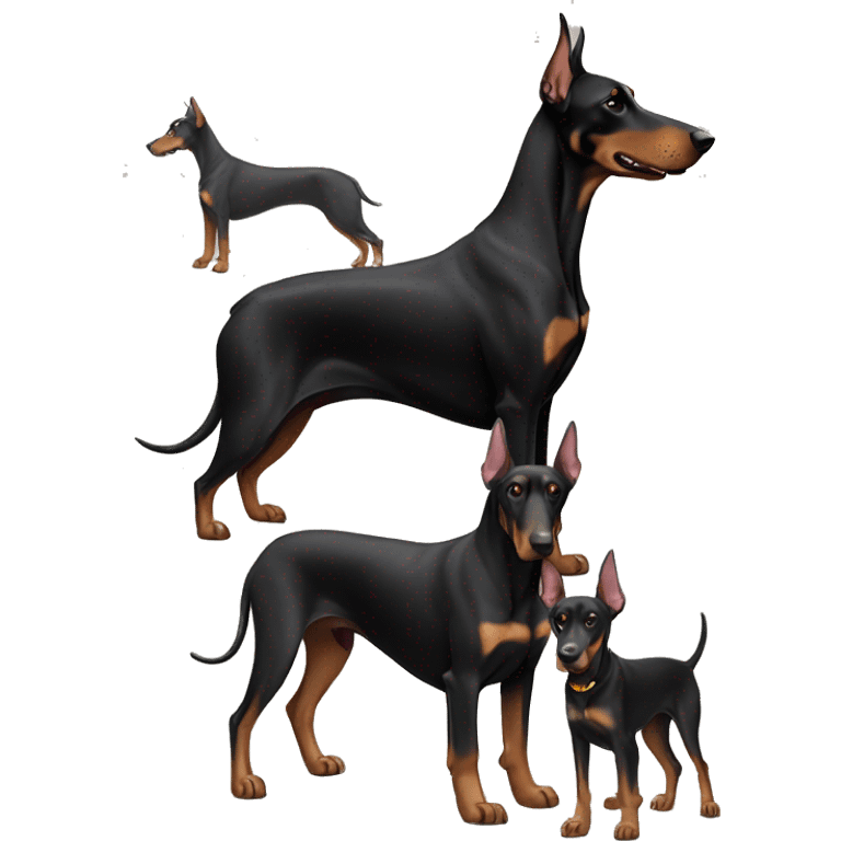 Grown Doberman and black Doberman  emoji