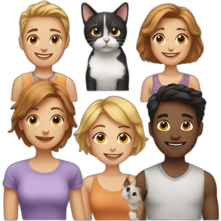 4 friends and 2 cats and 2 dogs emoji