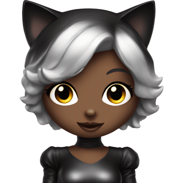 A female alluring techno brat black kitten with latex dress emoji