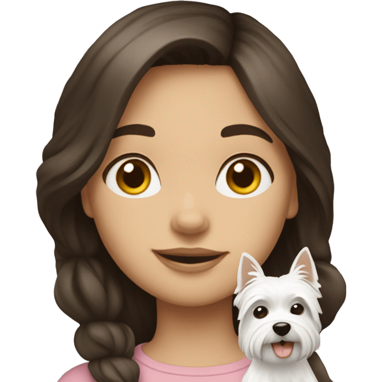 Brunette girl with westie emoji