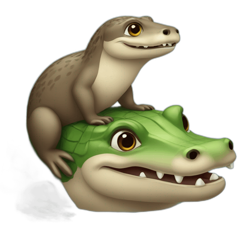 Loutre sur un crocodile emoji