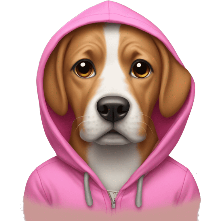 Dog wearing pink hoodie emoji