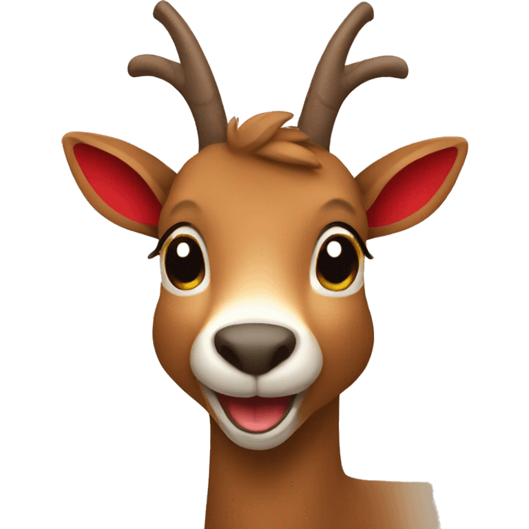 happy smiling brown chamois holding red gift emoji