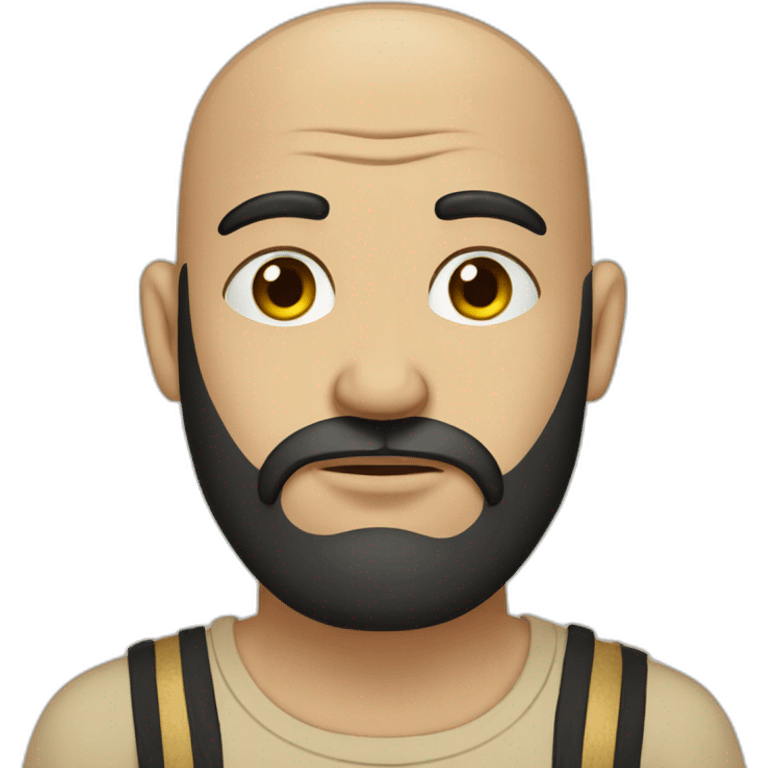 sad egyptian bald guy with black beard in beige t-shirt emoji