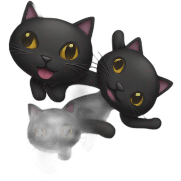 Black Cat with stylish smile emoji