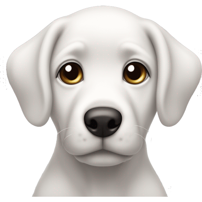 Perro blanco de pelo corto con orejas negras y manchas en los ojos ￼ emoji