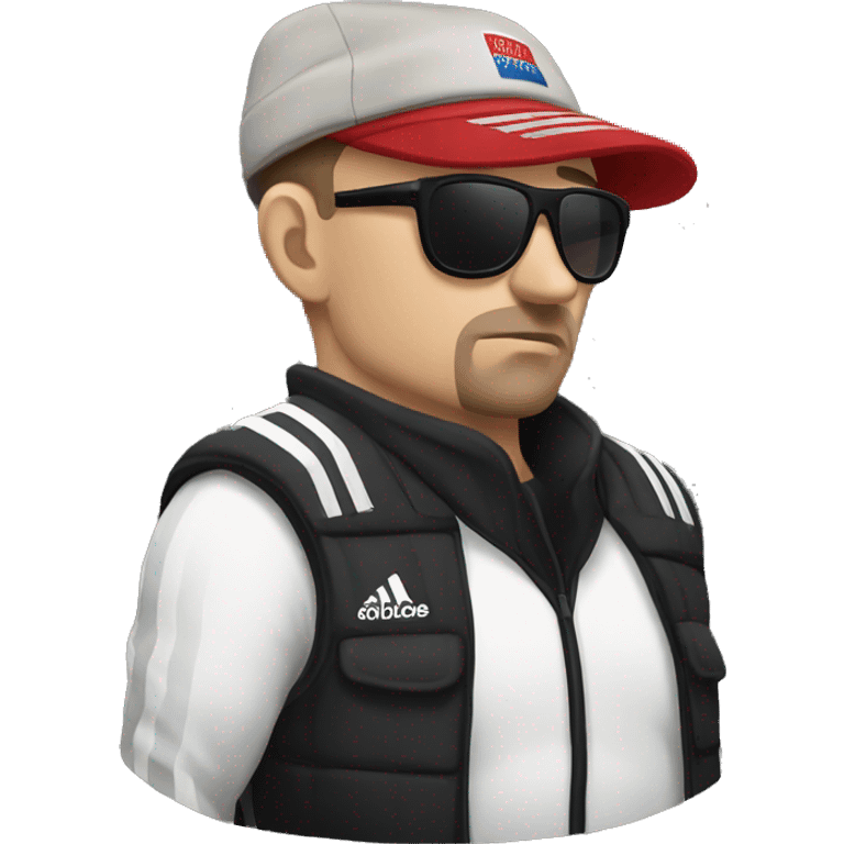 russian gangster with Adidas costume and russian hat emoji