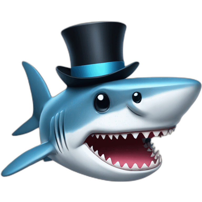 Shark with a top hat emoji