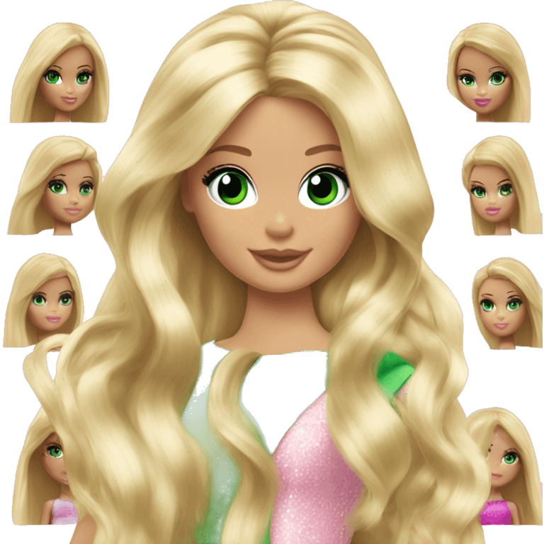 barbie princess green eyes long blond hair emoji