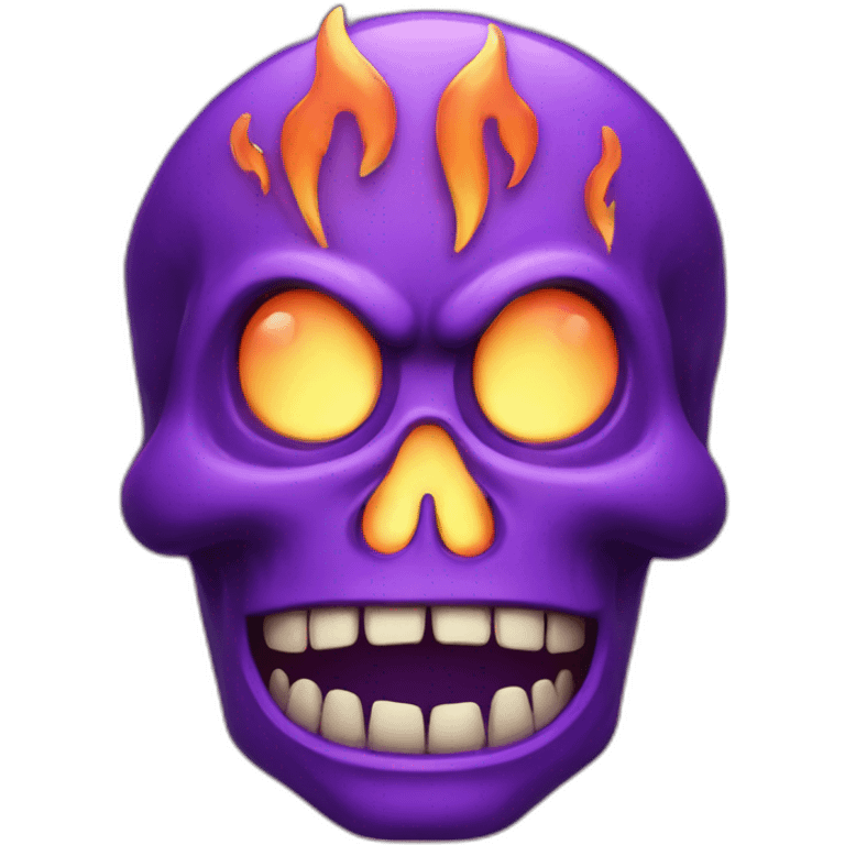 purple flaming skull face grinning angry moustache horns monster emoji