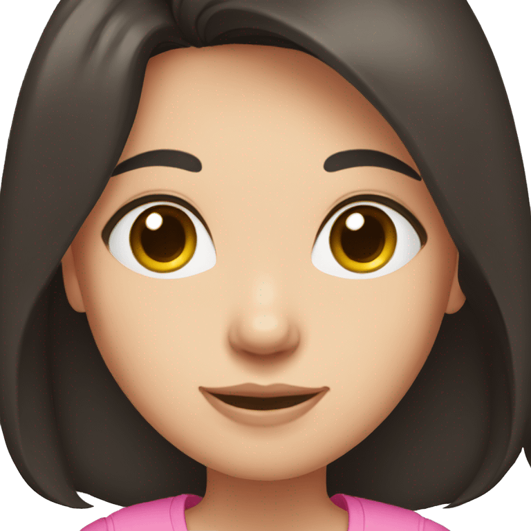 Brunette girl, Black long hair, pink shirt, fair skin emoji