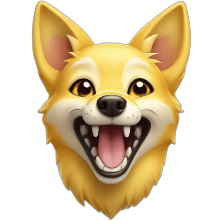 yellow fox dog hybrid open mouth smiling emoji