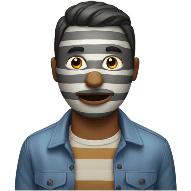 man with mask and stripped shirt emoji