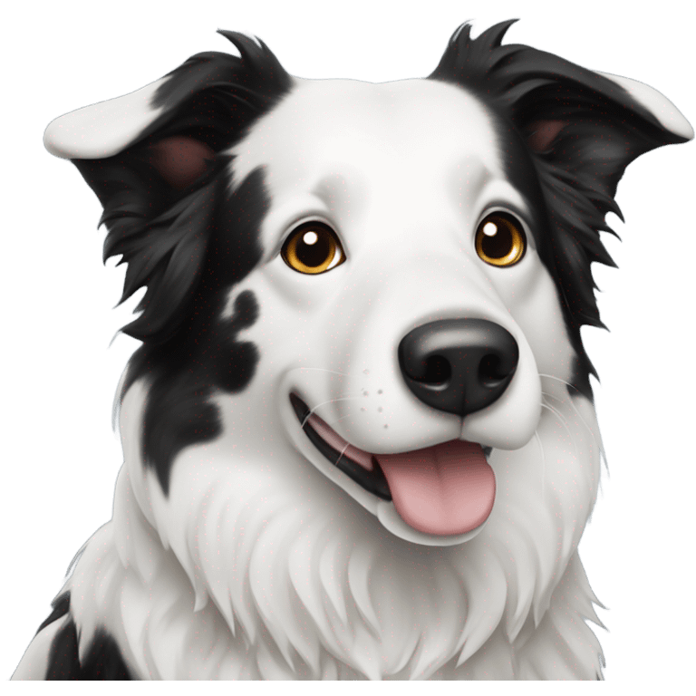 Border collie that is mostly white with black spots emoji