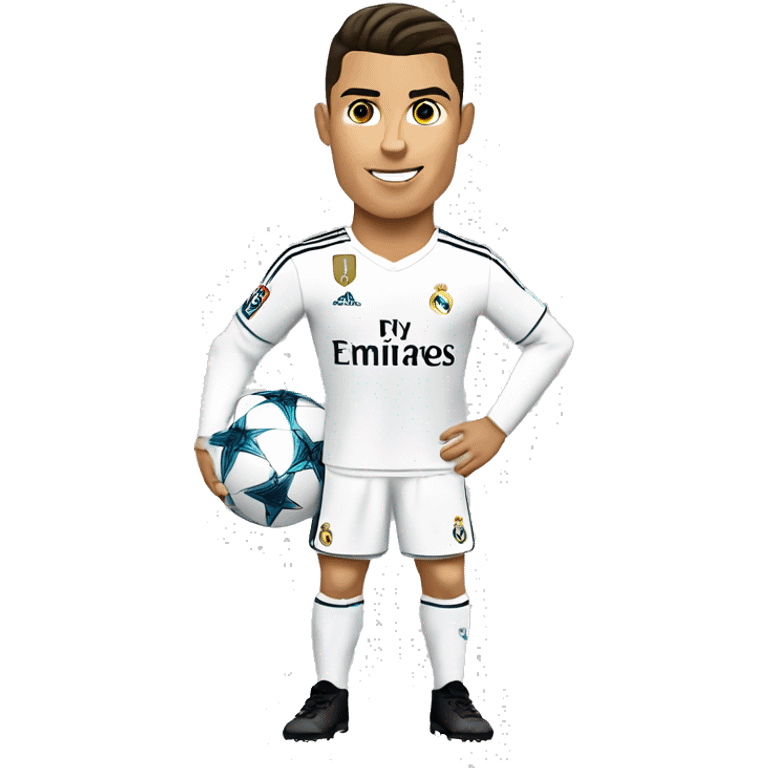 Full image Cristiano Ronaldo Real Madrid standing with the ball emoji