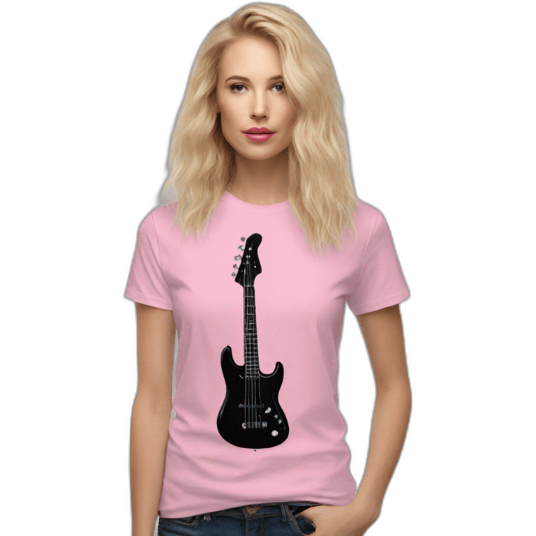 long-blond-bassguitar-player-pink-Tshirt-pink emoji