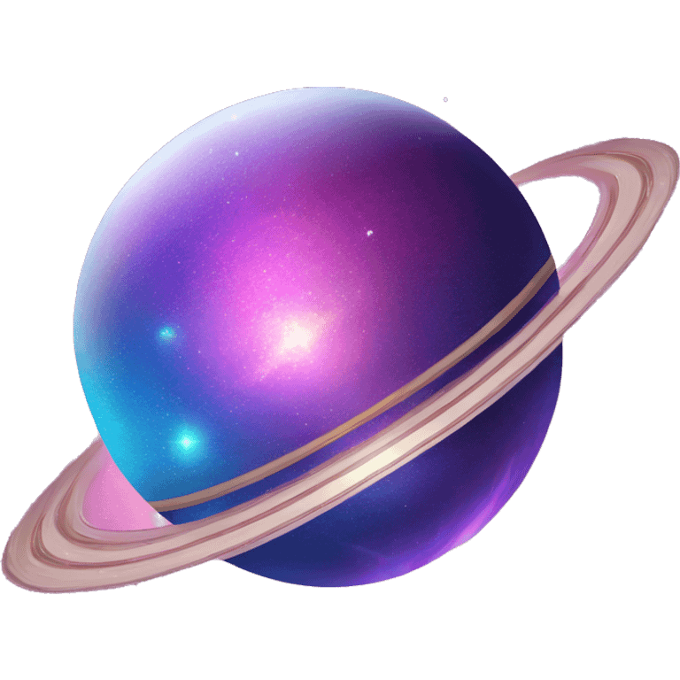 sparkly glittery blue purple and pink glitter planet with white saturn ring emoji