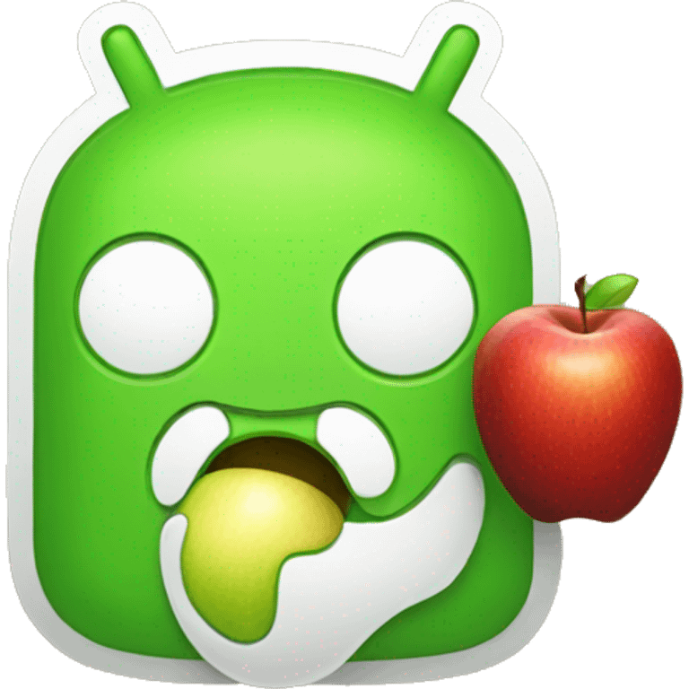 Android eating an apple emoji