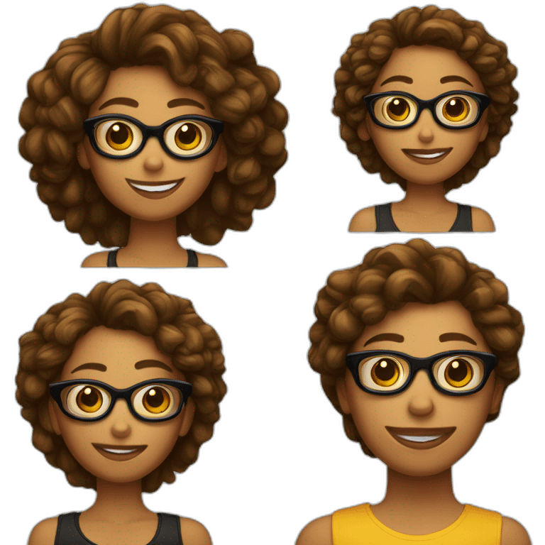 Chica pelirroja con pelo rizado y chico con gafas pelo negro emoji