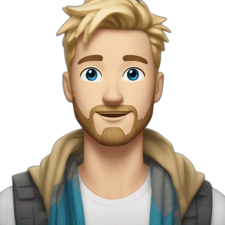 blond-guy-with-taper-fade,-straight-tiktok-guy-front-and-top-of-hair-and-dark-blonde-beard-and-blue-eyes-and-big-nose-and-scarf-on-the-middle-of-forehead emoji